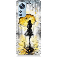 Xiaomi 12 Uyumlu Yağmurda Sarı Şemsiye Altında  Desenli Silikon Kılıf