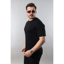 Oversize Geniş Kalıp Bisiklet Yaka Basic Düz Kısa Kollu Tişört