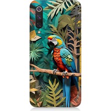 Xiaomi Mi 9 Se Uyumlu Ormanda Tropik Papağan  Desenli Silikon Kılıf