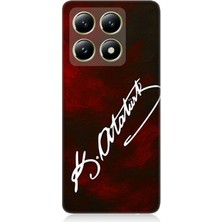 Xiaomi 14T Pro Uyumlu Atatürk Imzası Kırmızı Fon  Desenli Silikon Kılıf