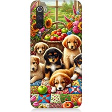 Xiaomi Mi 9 Se Uyumlu Çiçek Bahçesinde Yavru Köpekler  Desenli Silikon Kılıf