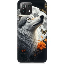 Xiaomi Mi 11 Lite Uyumlu Dolunayda Gururlu Kurt  Desenli Silikon Kılıf