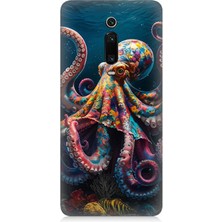 Xiaomi Mi 9t Uyumlu Derinliklerde Sekiz Kol Ahtapot  Desenli Silikon Kılıf