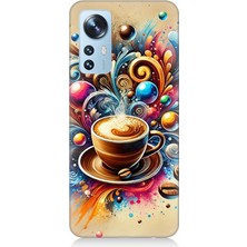 Xiaomi 12 Uyumlu Kahve ve Renkli Dalgalar  Desenli Silikon Kılıf