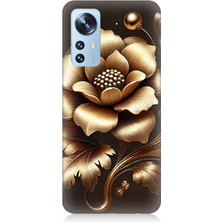 Xiaomi 12 Uyumlu Altın Işıklı Zarif Çiçek  Desenli Silikon Kılıf