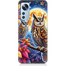 Xiaomi 12 Uyumlu Dallarda Bilge Baykuşlar  Desenli Silikon Kılıf