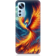 Xiaomi 12 Uyumlu Ateşle Dans Eden Anka  Desenli Silikon Kılıf