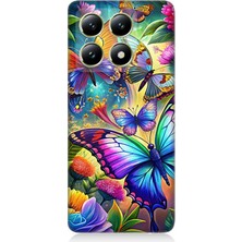 Xiaomi 14T Pro Uyumlu Çiçekler Arasında Kelebekler  Desenli Silikon Kılıf