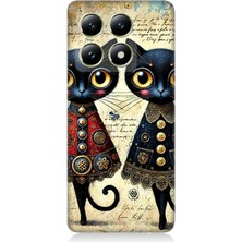 Xiaomi 14T Pro Uyumlu Dantel Elbiseli Kedi Dostluğu  Desenli Silikon Kılıf