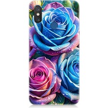 Xiaomi Mi 8 Uyumlu Gökkuşağı Renkli Güller  Desenli Silikon Kılıf