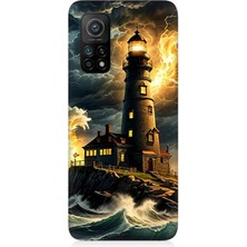 Xiaomi Mi 10T Pro Uyumlu Fırtınada Işık Kulesi  Desenli Silikon Kılıf