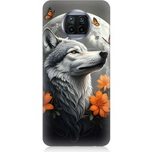 Xiaomi Mi 10T Lite Uyumlu Ay Çiçeğinde Kurt Güzelliği  Desenli Silikon Kılıf