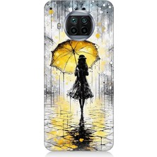 Xiaomi Mi 10T Lite Uyumlu Yağmurda Sarı Şemsiye Altında  Desenli Silikon Kılıf