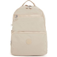 Sanmorris Unisex Suya Dayanıklı Orta Boy Krinkıl Kumaş Çok Gözlü Krem Laptop Okul ve Seyahat Sırt Çantası