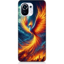 Xiaomi Mi 11 Pro Uyumlu Ateşle Dans Eden Anka  Desenli Silikon Kılıf