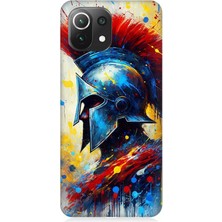Xiaomi Mi 11 Lite Uyumlu Kızıl Miğferli Savaşçı  Desenli Silikon Kılıf