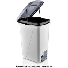 25 Litre Iç Kovalı Slim Pedallı Çöp Kovası Beyaz