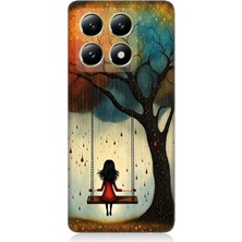 Xiaomi 14T Uyumlu Salıncakta Kırmızı Kadın  Desenli Silikon Kılıf