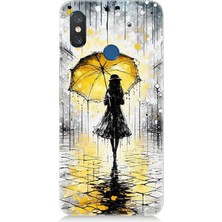 Xiaomi Mi 8 Uyumlu Yağmurda Sarı Şemsiye Altında  Desenli Silikon Kılıf