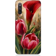 Xiaomi Mi 9 Se Uyumlu Canlı Renkli Laleler  Desenli Silikon Kılıf