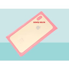 Tkgz - iPhone Xs Max Arka Pil Batarya Kapağı - Cam Kapak Geniş Lens Deliği - Gold