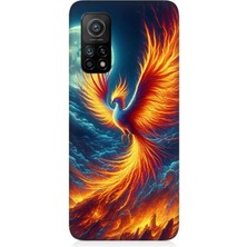 Xiaomi Mi 10T Uyumlu Ateşle Dans Eden Anka  Desenli Silikon Kılıf