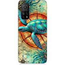 Xiaomi Mi 10T Uyumlu Pusulada Deniz Kaplumbağası  Desenli Silikon Kılıf