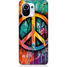 Xiaomi Mi 11 Pro Uyumlu Renkli Barış Işareti  Desenli Silikon Kılıf