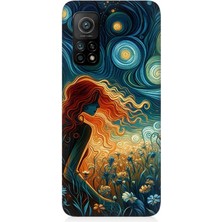 Xiaomi Mi 10T Pro Uyumlu Yıldızlarla Uyuyan Kadın  Desenli Silikon Kılıf