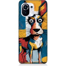 Xiaomi Mi 11 Pro Uyumlu Çizgilerle Renkli Köpek  Desenli Silikon Kılıf