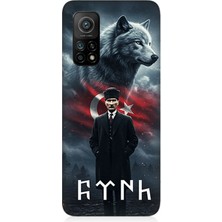 Xiaomi Mi 10T Pro Uyumlu Gölgede Kurt ve Atatürk  Desenli Silikon Kılıf
