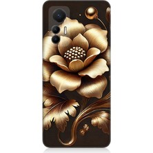 Xiaomi Mi 12 Lite 5g Uyumlu Altın Işıklı Zarif Çiçek  Desenli Silikon Kılıf
