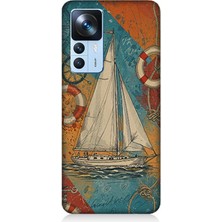 Xiaomi Mi 12T Pro Uyumlu Retro Efekte Yelkenli Kompozisyonu  Desenli Silikon Kılıf