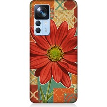Xiaomi Mi 12T Uyumlu Kiremit Desende Renkli Çiçek  Desenli Silikon Kılıf