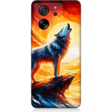 Xiaomi Mi 13T Pro Uyumlu Kayalıkta Uluyan Kurt Yalnızlığı  Desenli Silikon Kılıf