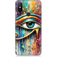 Xiaomi Redmi Note 6 Pro Uyumlu Soyut Detayda Mavi Göz Ra  Desenli Silikon Kılıf