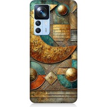 Xiaomi Mi 12T Pro Uyumlu Yarım Ay Geometrik Kompozisyon  Desenli Silikon Kılıf