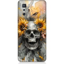 Xiaomi Poco X3 Gt Uyumlu Çiçekli Kurukafa Fantezisi  Desenli Silikon Kılıf