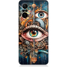 Xiaomi Poco F3 Uyumlu Soyut Gözlü Mekanik Kompozisyon  Desenli Silikon Kılıf