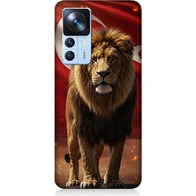 Xiaomi Mi 12T Pro Uyumlu Al Bayrak ve Aslan  Desenli Silikon Kılıf