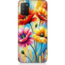 Xiaomi Poco M3 Uyumlu Bahar Esintisinde Renkli Papatyalar  Desenli Silikon Kılıf