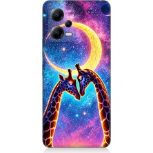 Xiaomi Poco X5 5g Uyumlu Ay Altında Gergedan Giraffe  Desenli Silikon Kılıf