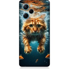 Xiaomi Poco X5 Pro Uyumlu Suda Yüzen Kedi  Desenli Silikon Kılıf