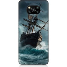 Xiaomi Poco X3 Uyumlu Fırtınada Eski Gemi  Desenli Silikon Kılıf