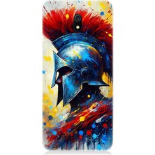 Xiaomi Redmi 8A Uyumlu Kızıl Miğferli Savaşçı  Desenli Silikon Kılıf