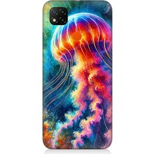 Xiaomi Redmi 9c Uyumlu Renkli Denizanası Derinlikte  Desenli Silikon Kılıf