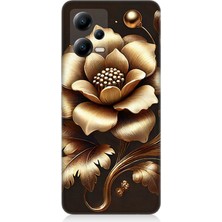 Xiaomi Poco X5 5g Uyumlu Altın Işıklı Zarif Çiçek  Desenli Silikon Kılıf
