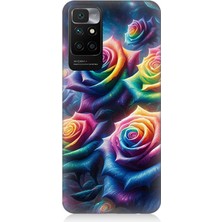 Xiaomi Redmi 10 Uyumlu Gökkuşağı Güllerin Patlaması  Desenli Silikon Kılıf