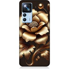 Xiaomi Mi 12T Pro Uyumlu Altın Işıklı Zarif Çiçek  Desenli Silikon Kılıf