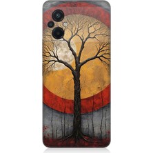 Xiaomi Poco M5 Uyumlu Sarı Kırmızı Ağaç Gölgesi  Desenli Silikon Kılıf